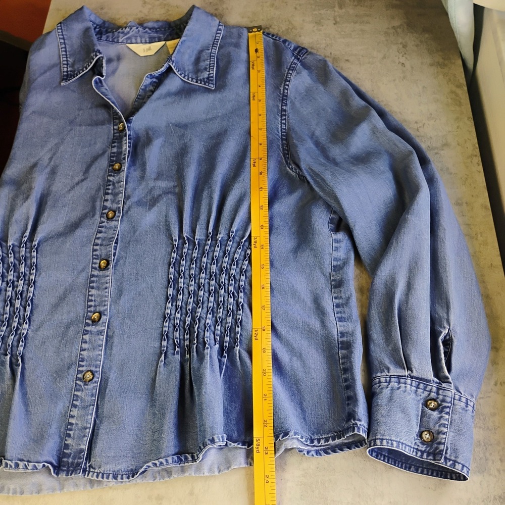 J‎ Jill Chambray Button Down Shirt Womens XL Blue Denim Western Capsule Rodeo - Picture 7 of 8